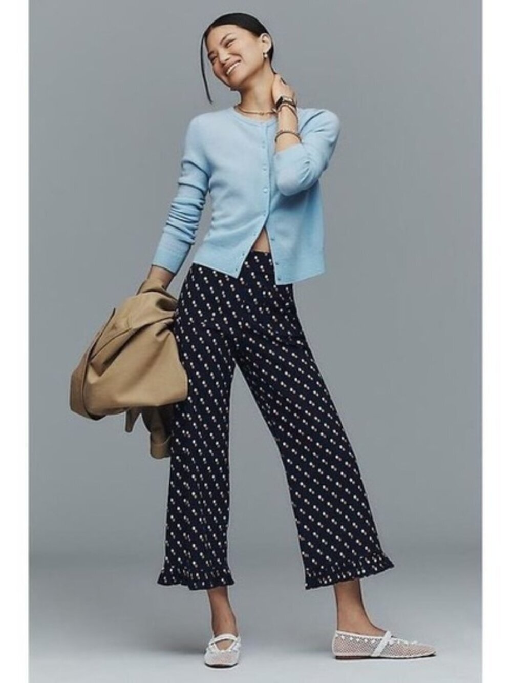 NWT Anthropologie Women's 24P The Colette Cropped High-Rise Wide-Leg Trousers